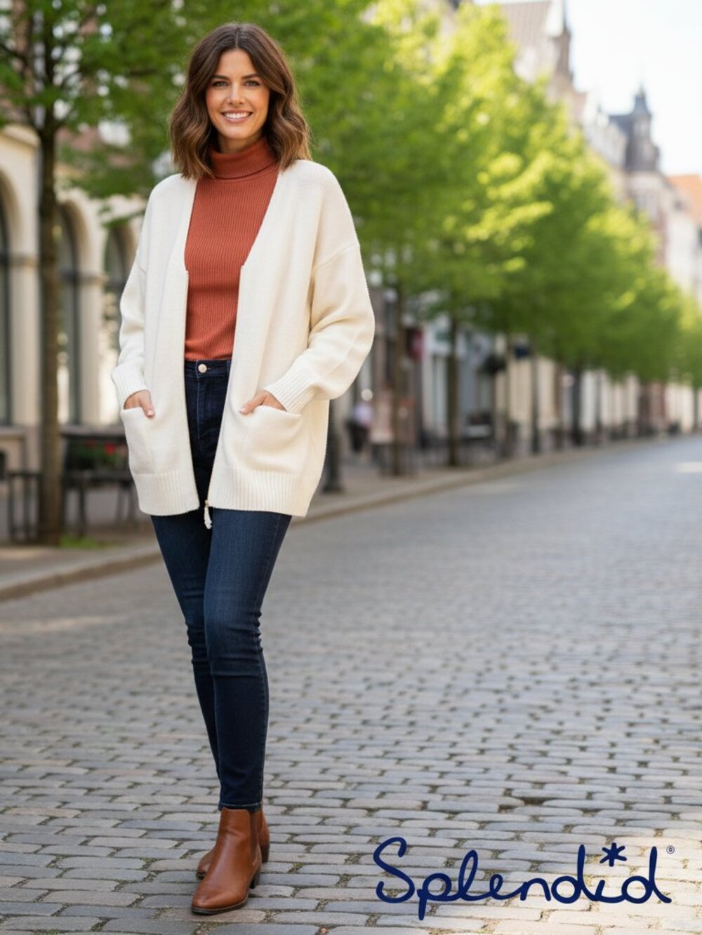 Splendid Zeena Zip-Up Cardigan White Large